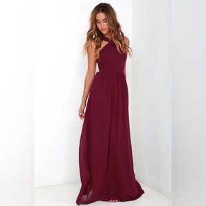 Lulus Air of Romance Burgundy Maxi Dress in Size Small